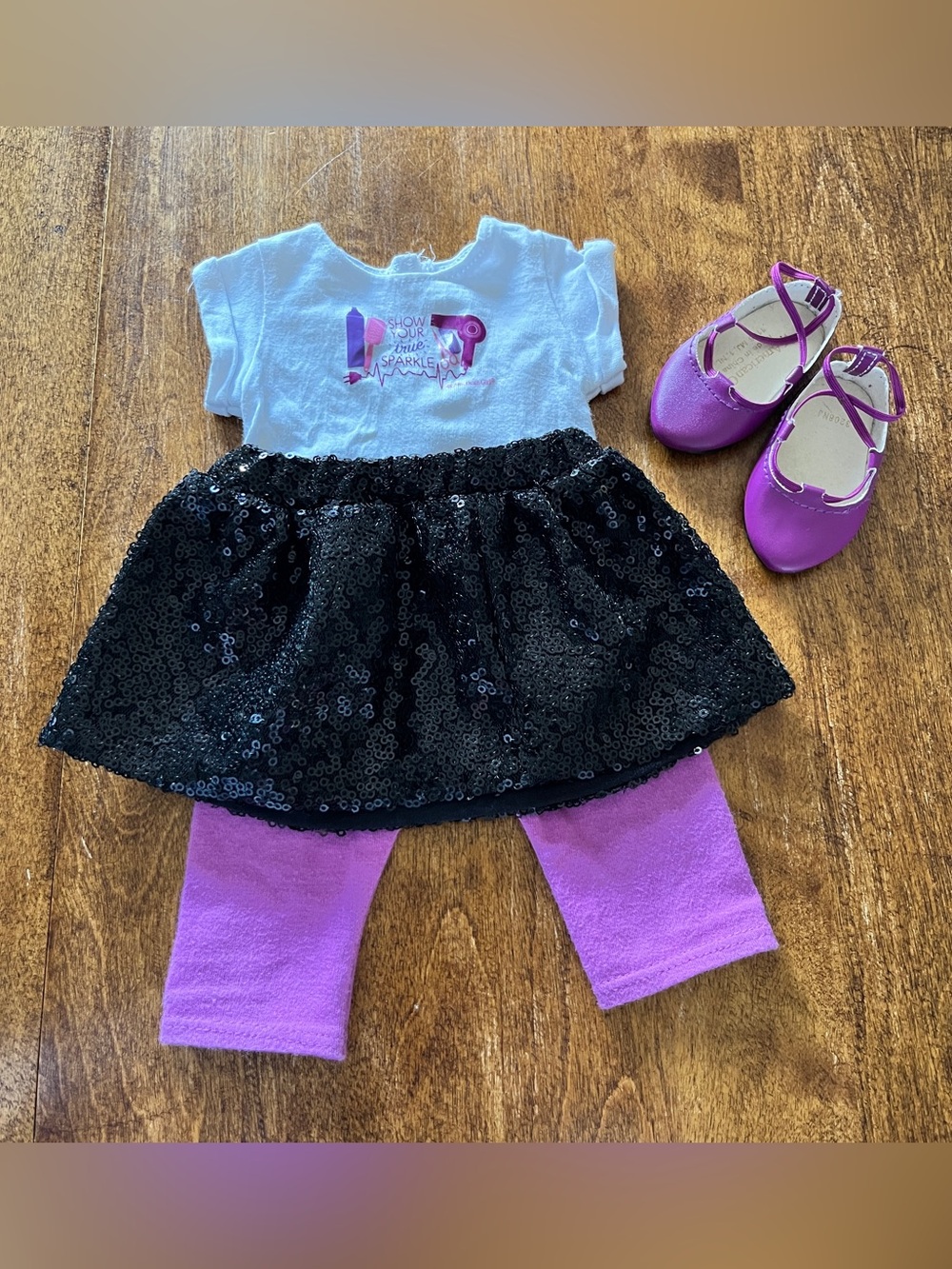 American Girl True sparkle salon outfit